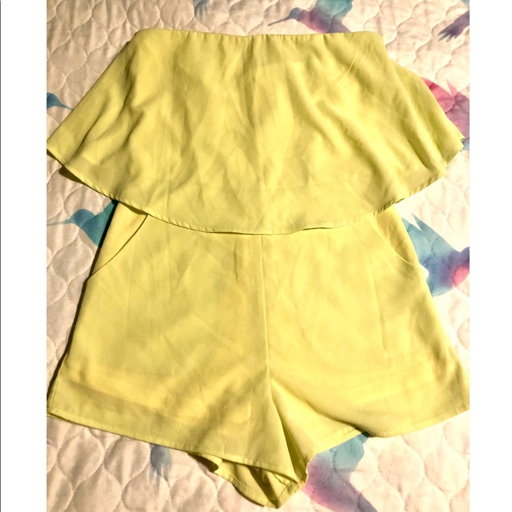 She and Sky Strapless Romper with pockets